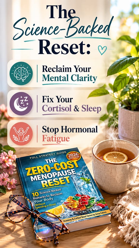 A physical copy of the book "The Zero-Cost Menopause Reset" lying flat on a wooden table.